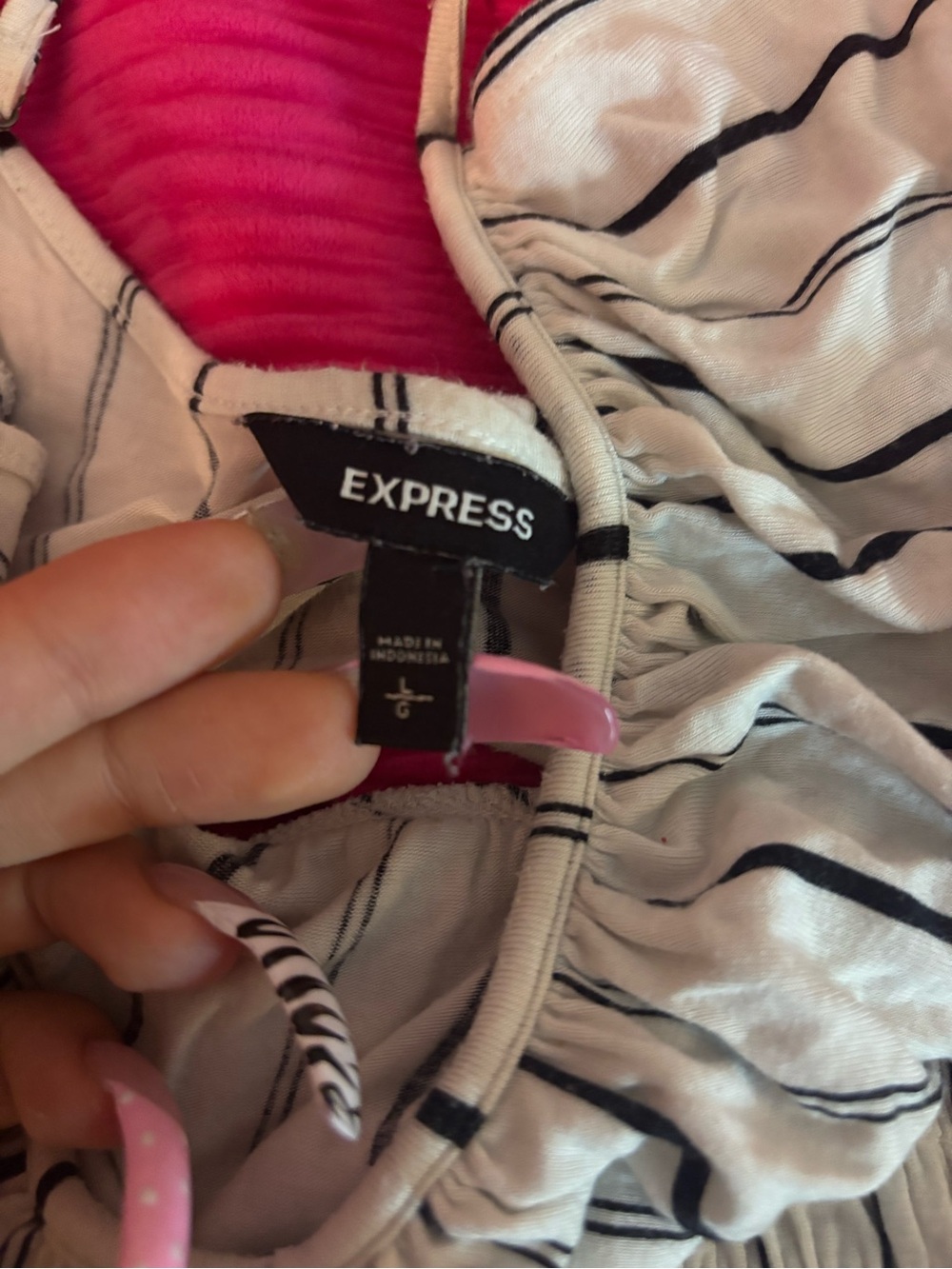 Express White Striped Ruffle High-Low Dress - Picture 4 of 4